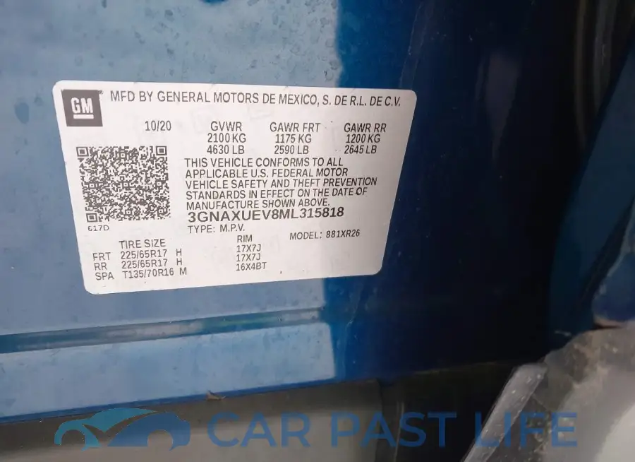 3GNAXUEV8ML315818# 9