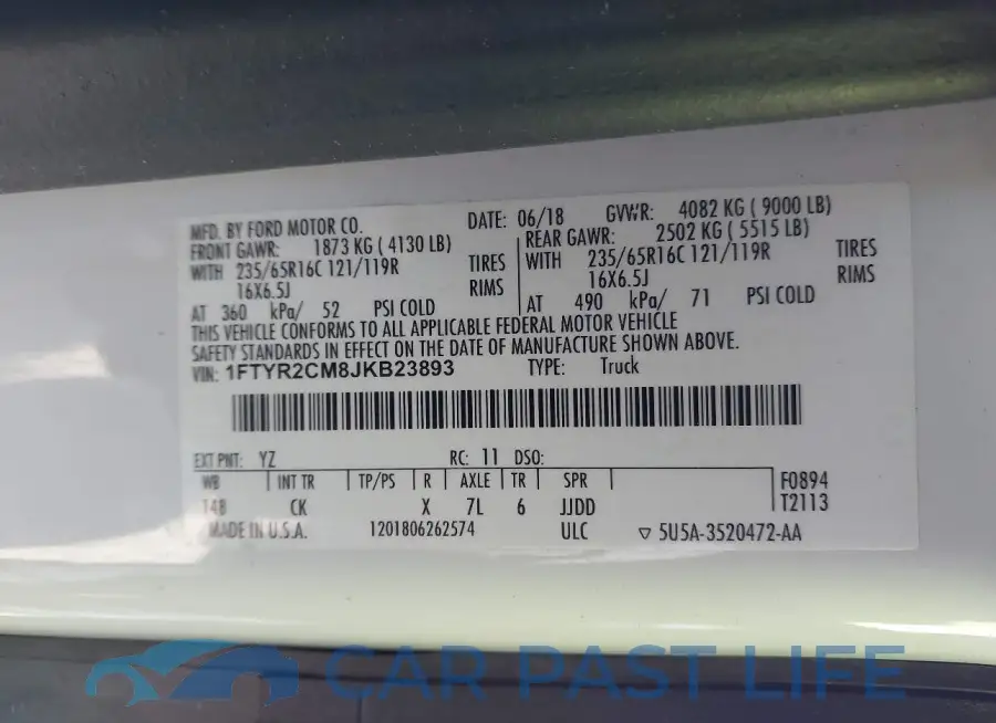 1FTYR2CM8JKB23893# 9