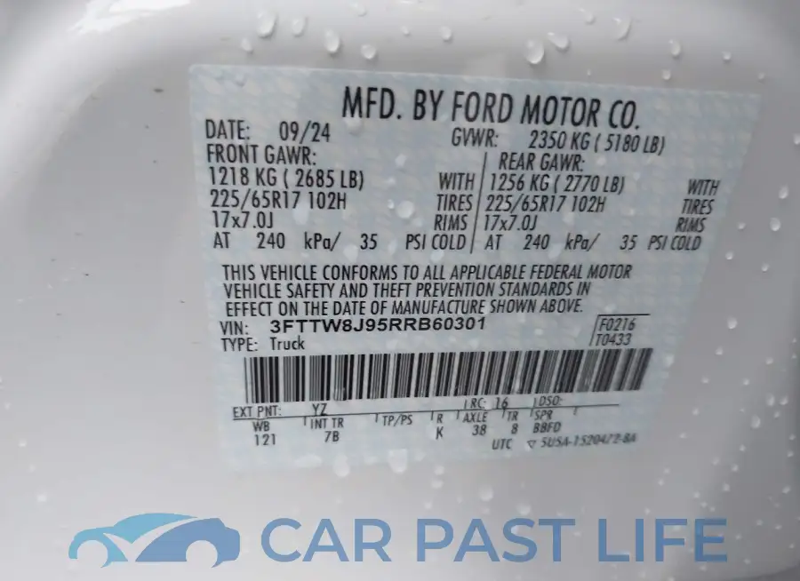 3FTTW8J95RRB60301# 9