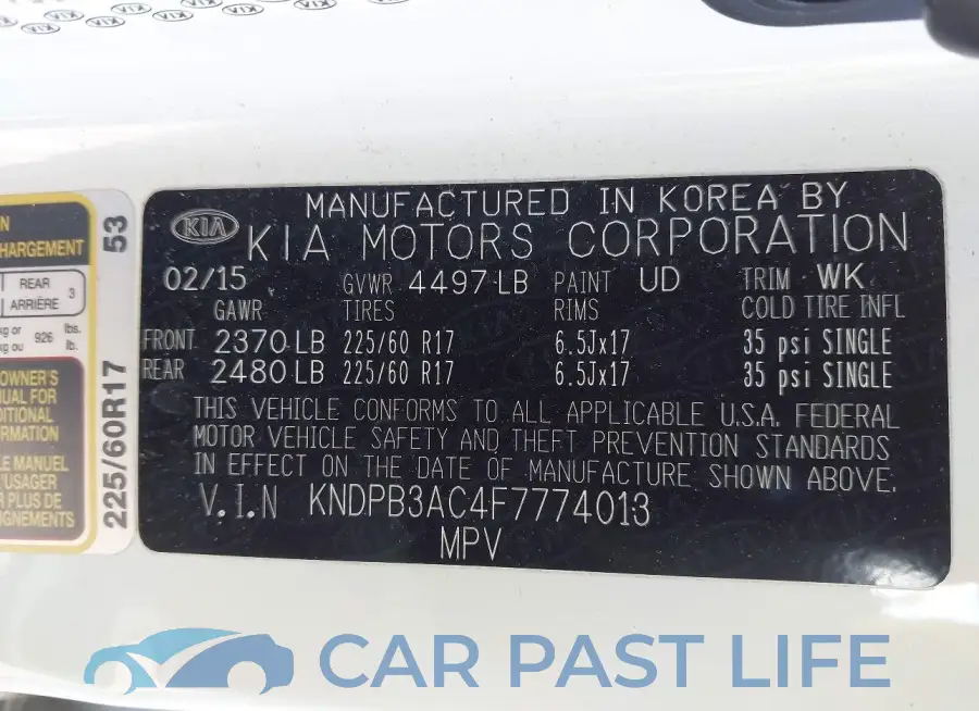 KNDPB3AC4F7774013# 9