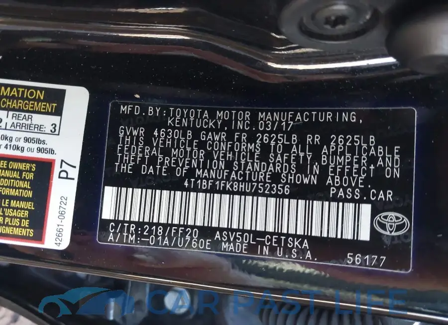 4T1BF1FK8HU752356# 9