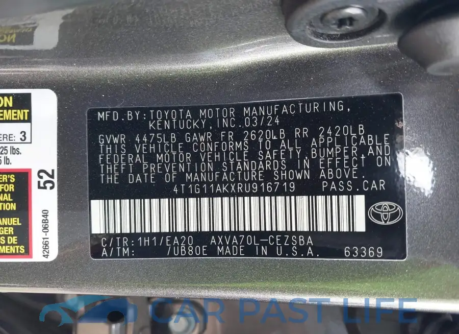4T1G11AKXRU916719# 9