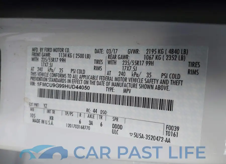 1FMCU9G99HUD44050# 9