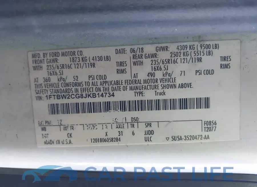 1FTBW2CG8JKB14734# 9
