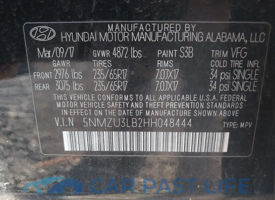 5NMZU3LB2HH048444# 9