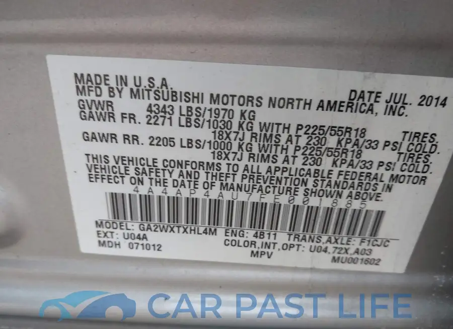4A4AP4AU7FE001885# 9
