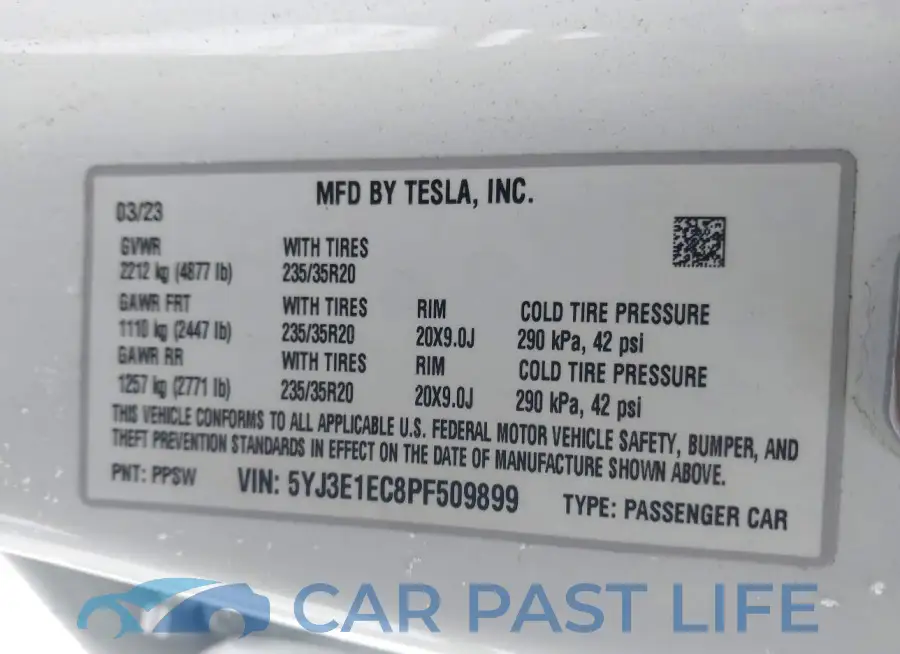 5YJ3E1EC8PF509899# 9