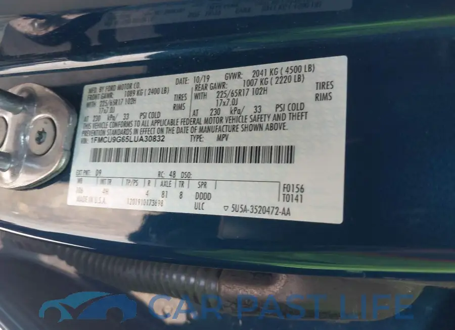 1FMCU9G65LUA30832# 9