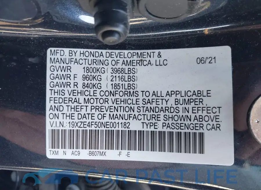 19XZE4F50NE001182# 9