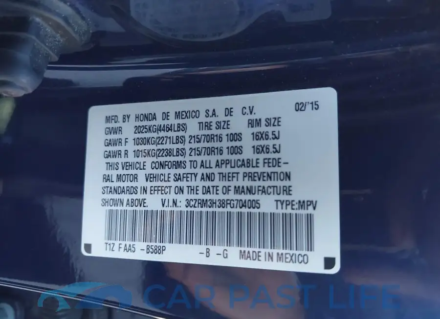 3CZRM3H38FG704005# 9