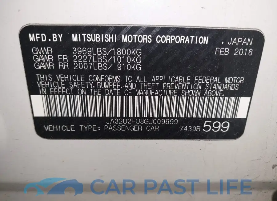 JA32U2FU8GU009999# 9