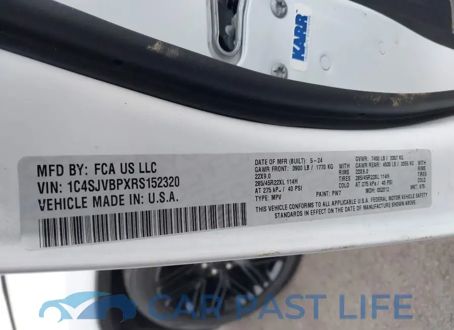 1C4SJVBPXRS152320# 9