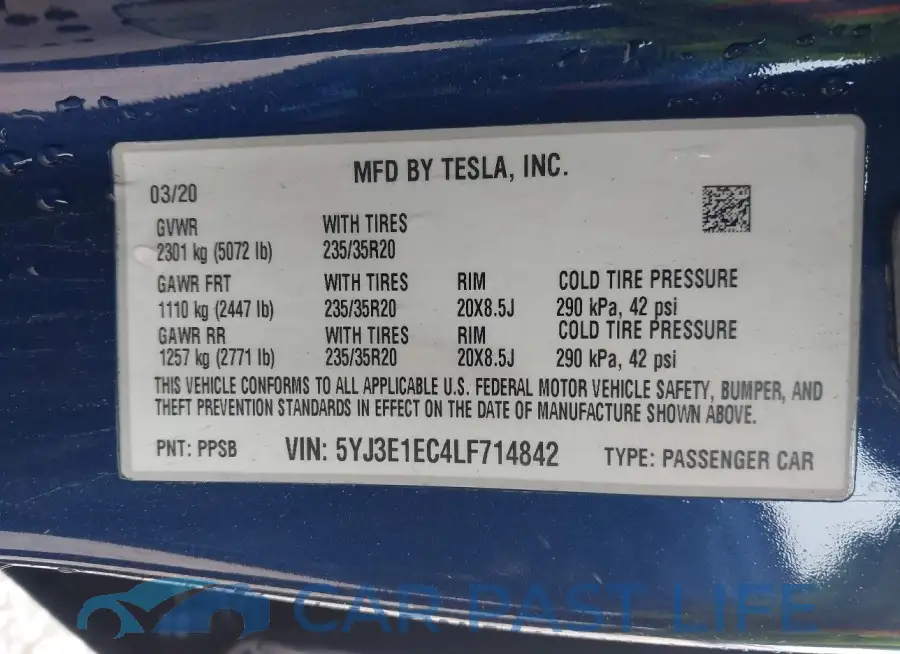 5YJ3E1EC4LF714842# 9
