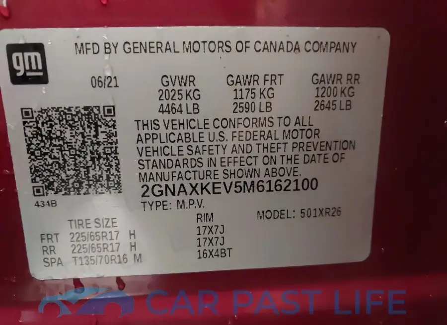 2GNAXKEV5M6162100# 9
