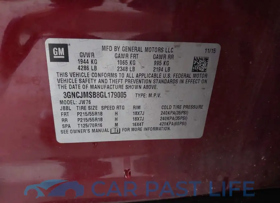3GNCJMSB8GL179005# 9