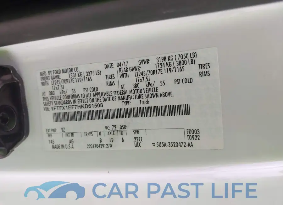 1FTFX1EF7HKD61508# 9