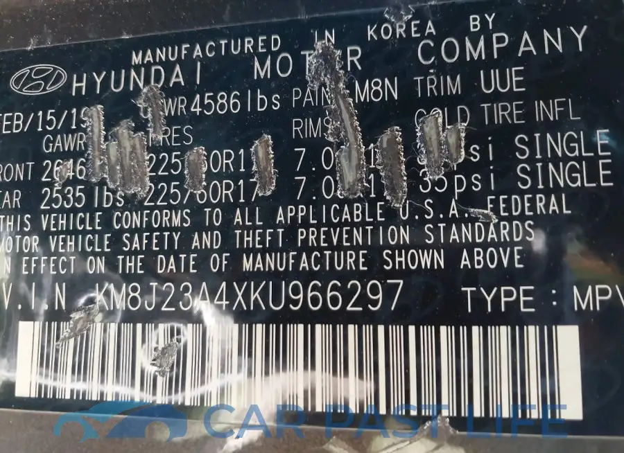 KM8J23A4XKU966297# 9