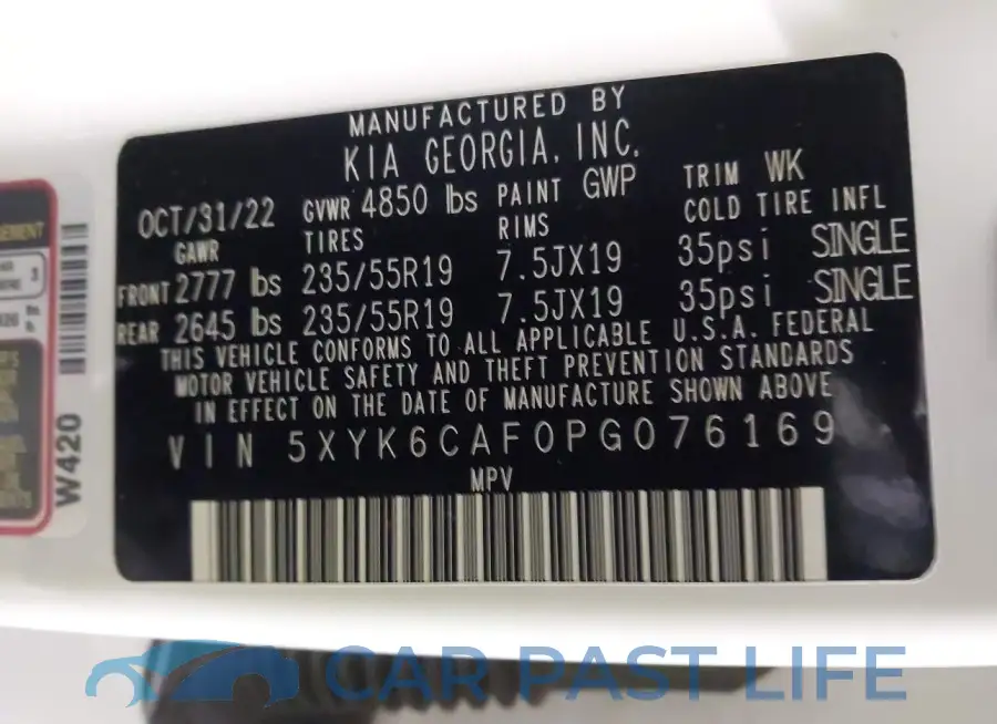 5XYK6CAF0PG076169# 9