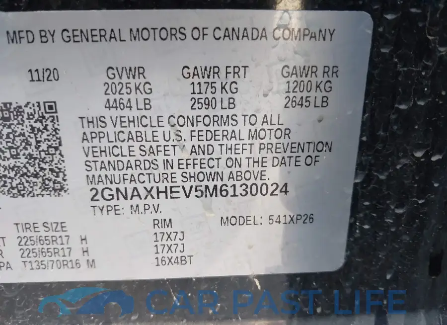 2GNAXHEV5M6130024# 9