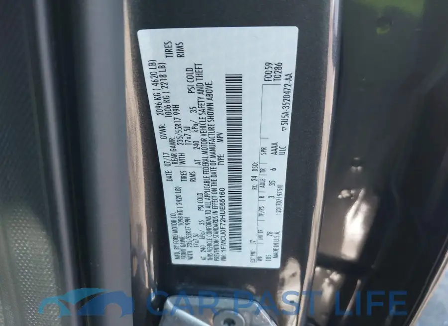 1FMCU0F72HUE65160# 9