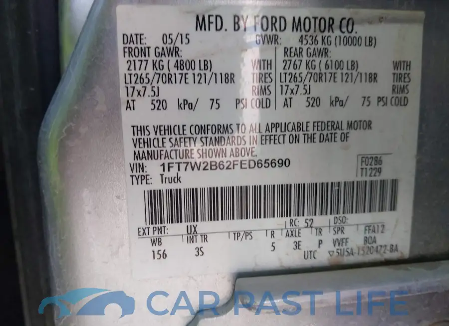 1FT7W2B62FED65690# 9