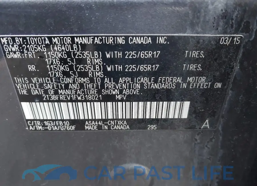 2T3BFREV1FW318021# 9