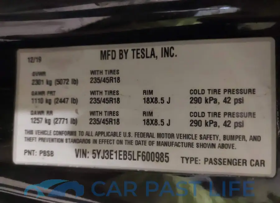 5YJ3E1EB5LF600985# 9