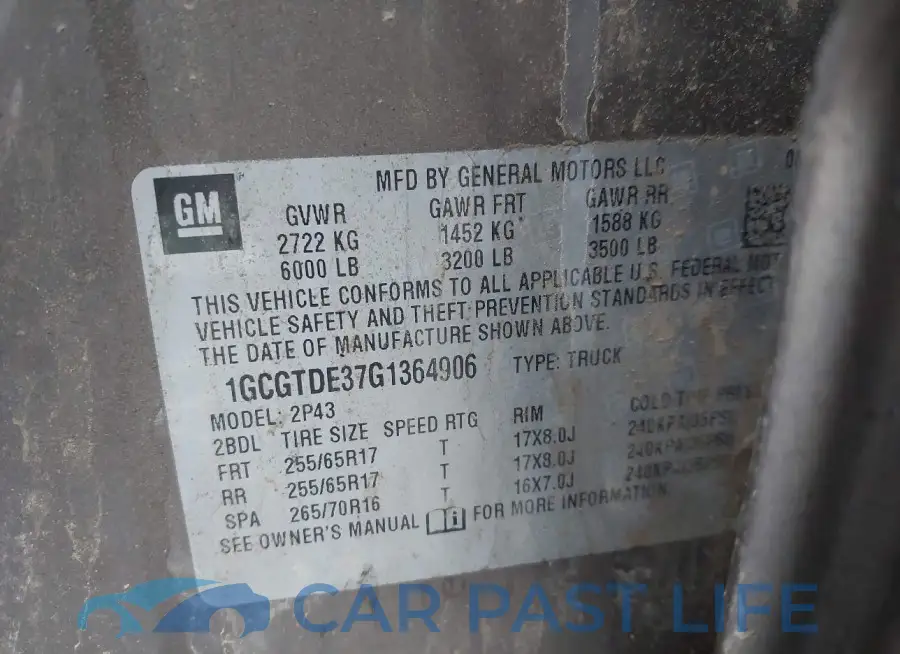 1GCGTDE37G1364906# 9
