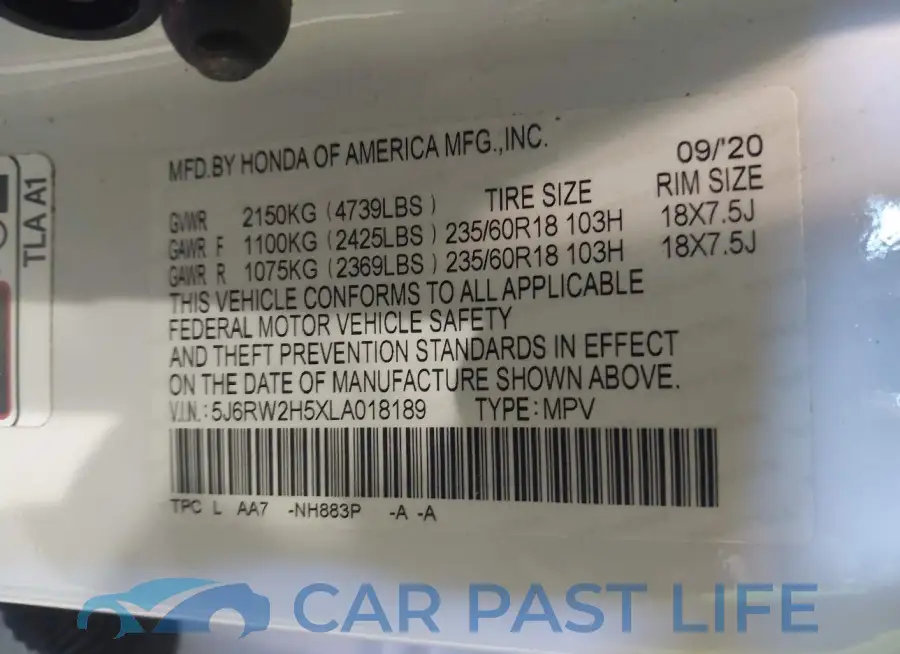 5J6RW2H5XLA018189# 9