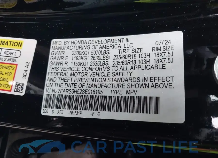 7FARS6H52SE016195# 9