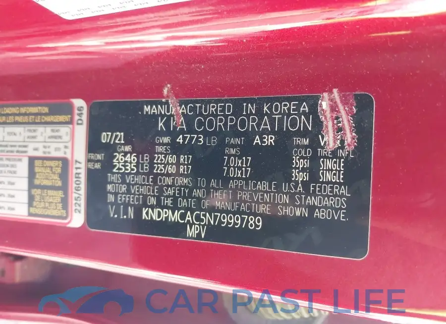 KNDPMCAC5N7999789# 9