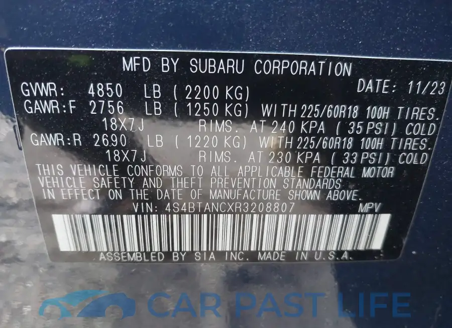 4S4BTANCXR3208807# 9