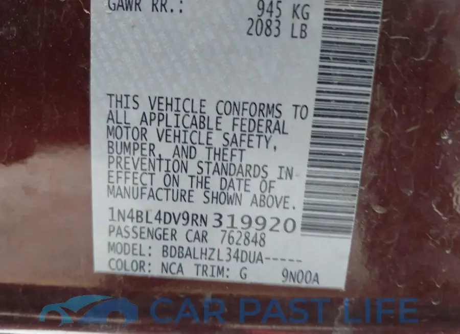 1N4BL4DV9RN319920# 9