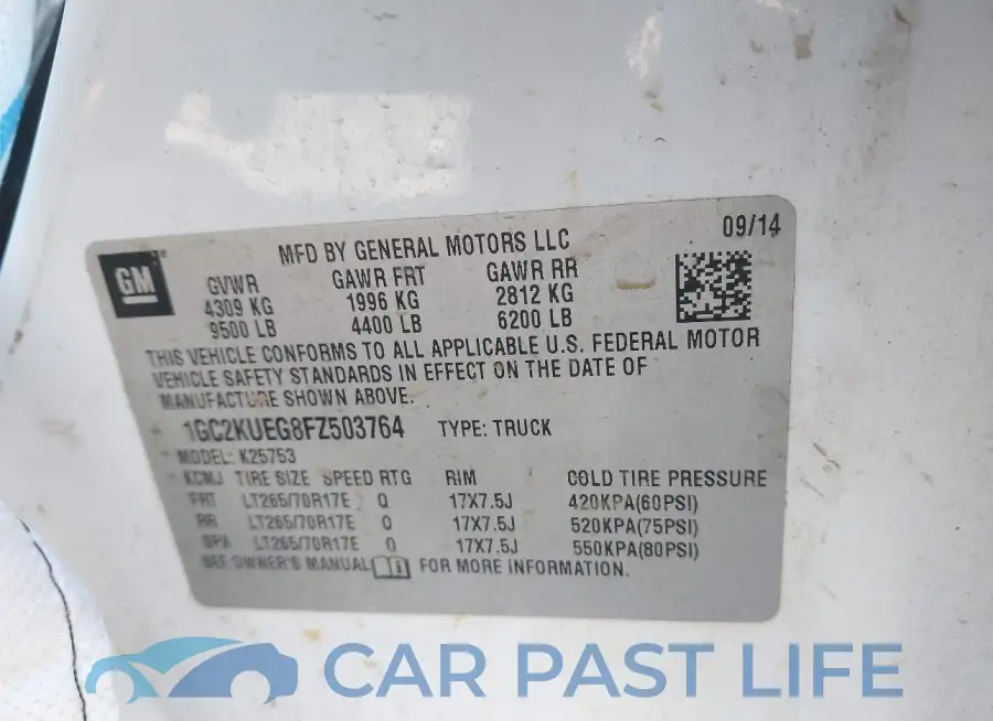 1GC2KUEG8FZ503764# 9