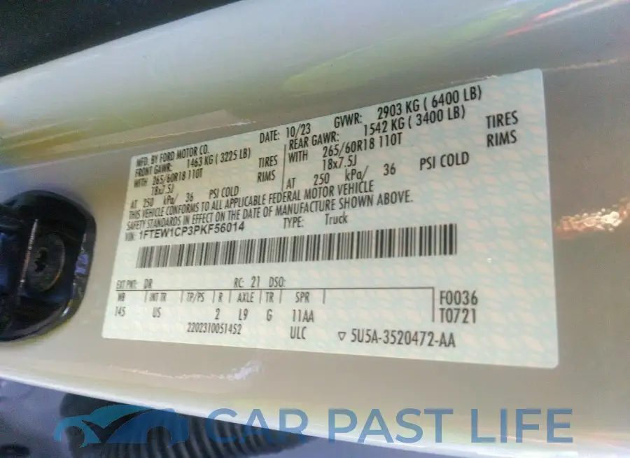 1FTEW1CP3PKF56014# 9