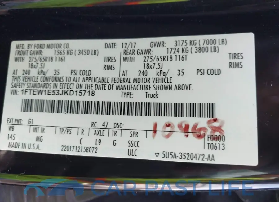 1FTEW1E53JKD15718# 9