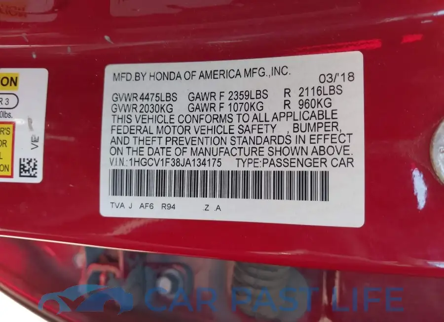 1HGCV1F38JA134175# 9