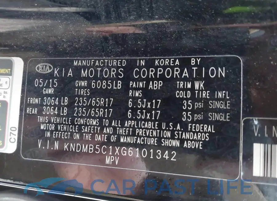 KNDMB5C1XG6101342# 9
