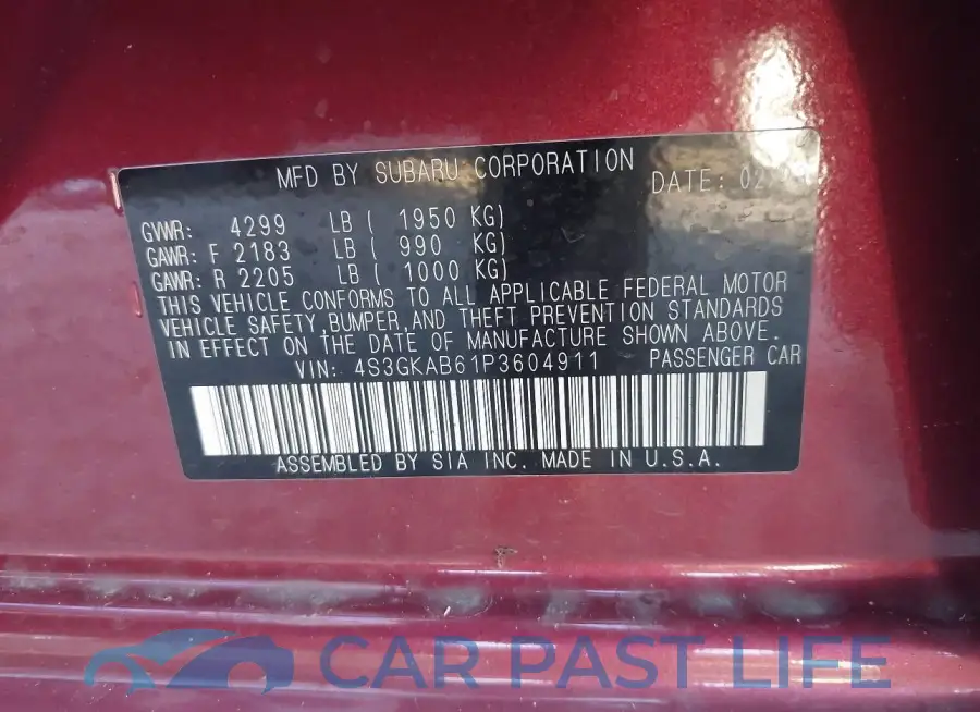 4S3GKAB61P3604911# 9