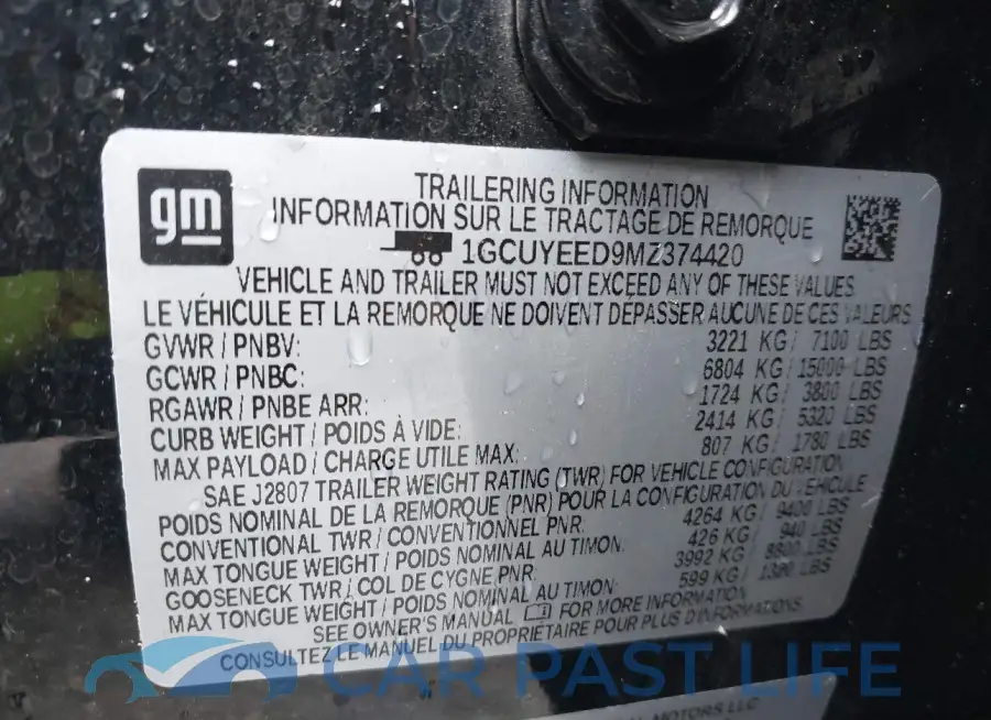 1GCUYEED9MZ374420# 9