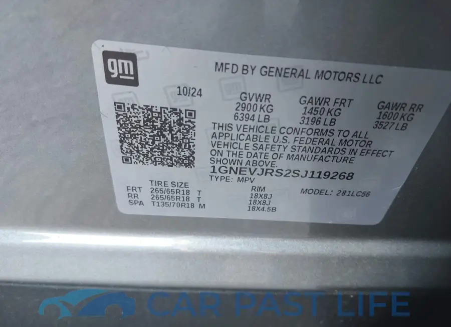 1GNEVJRS2SJ119268# 9