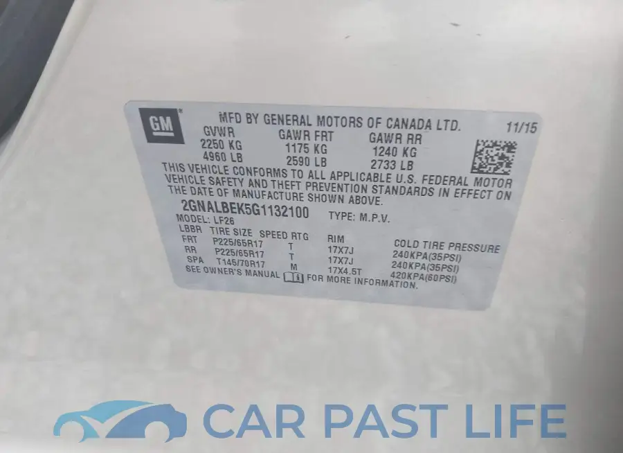 2GNALBEK5G1132100# 9