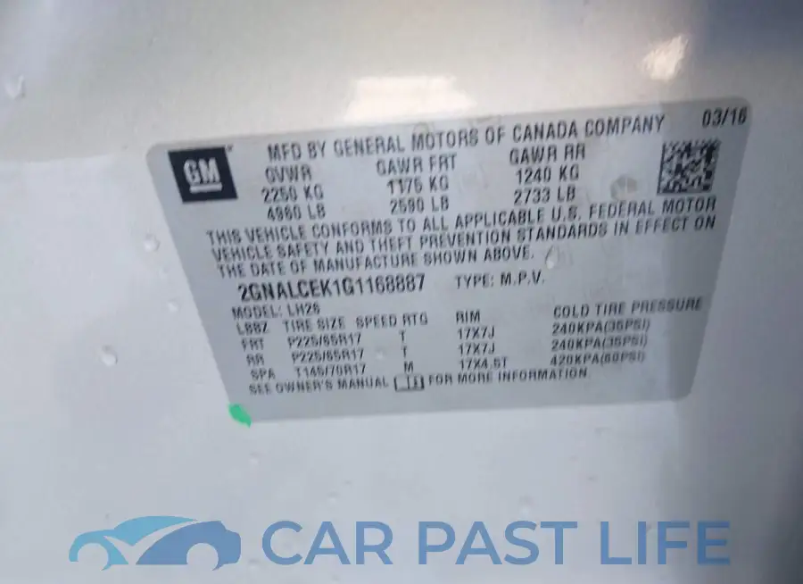 2GNALCEK1G1168887# 9