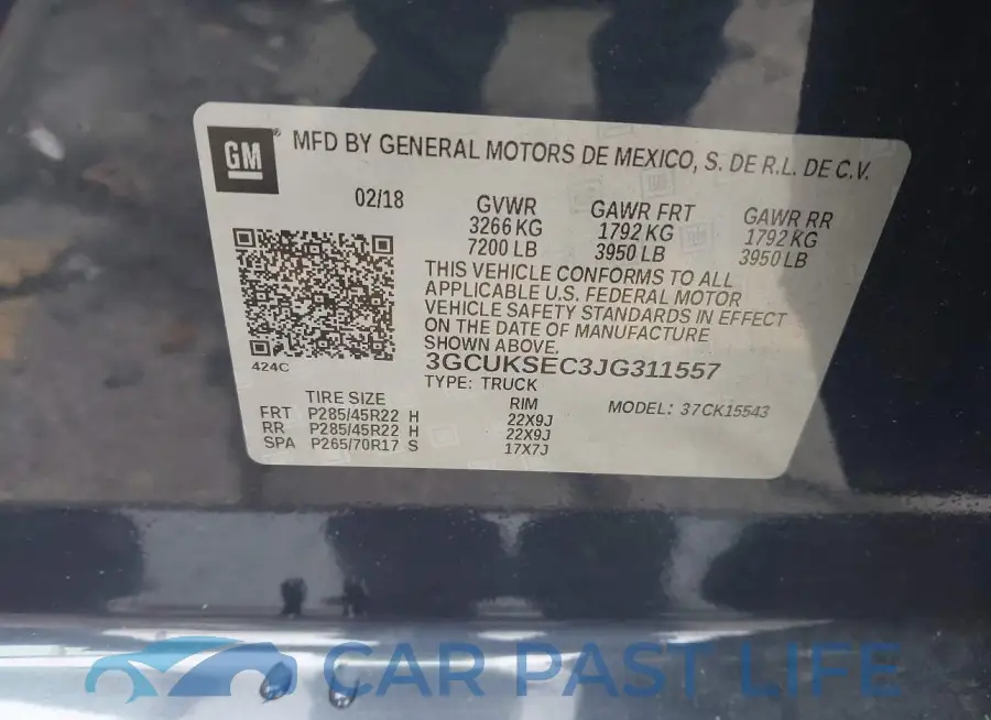 3GCUKSEC3JG311557# 9