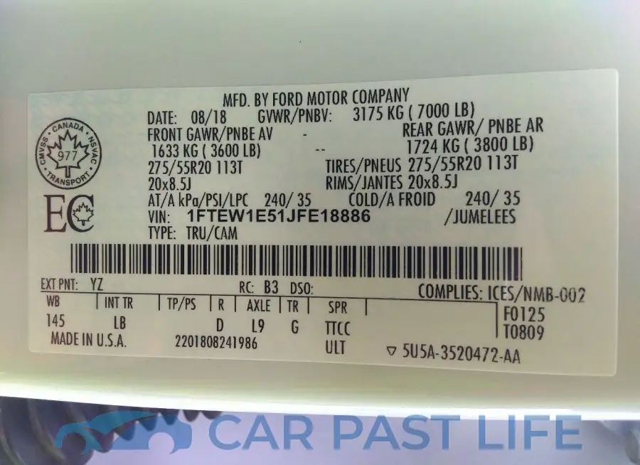 1FTEW1E51JFE18886# 9