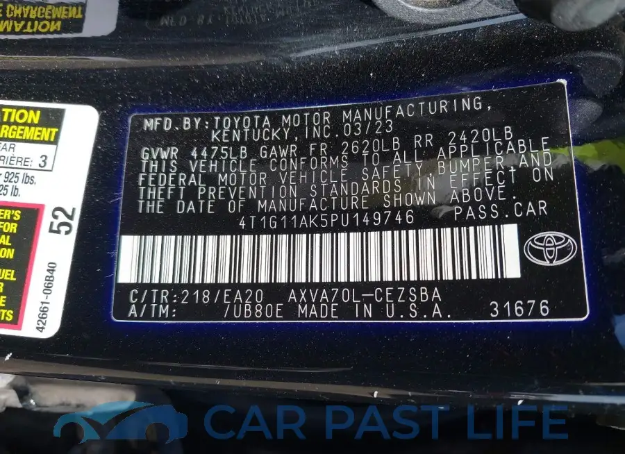 4T1G11AK5PU149746# 9