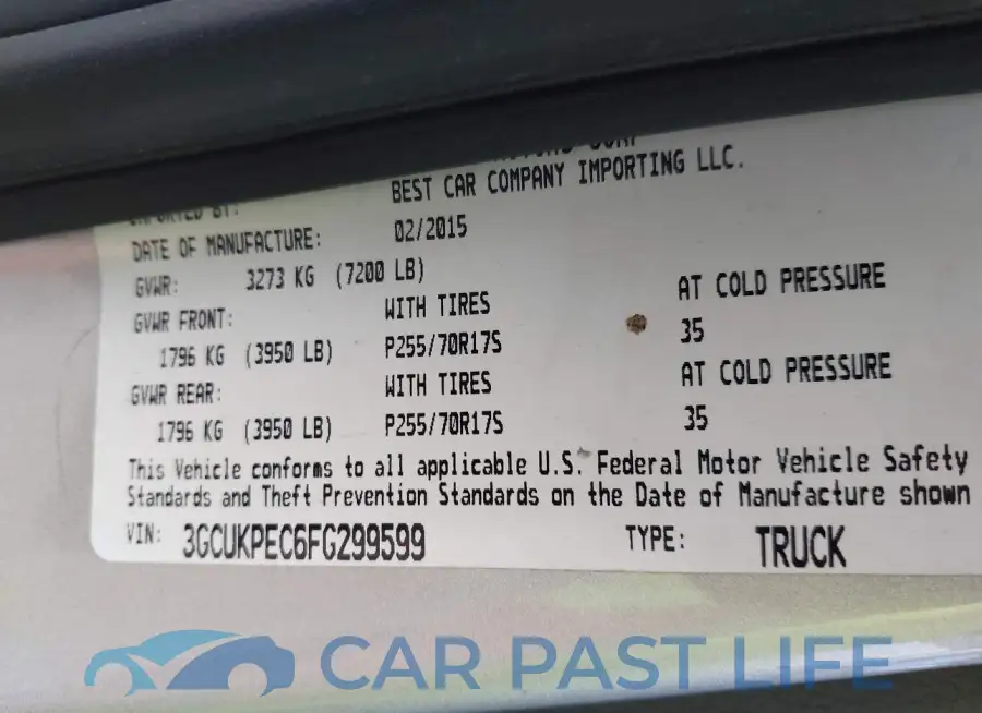 3GCUKPEC6FG299599# 9