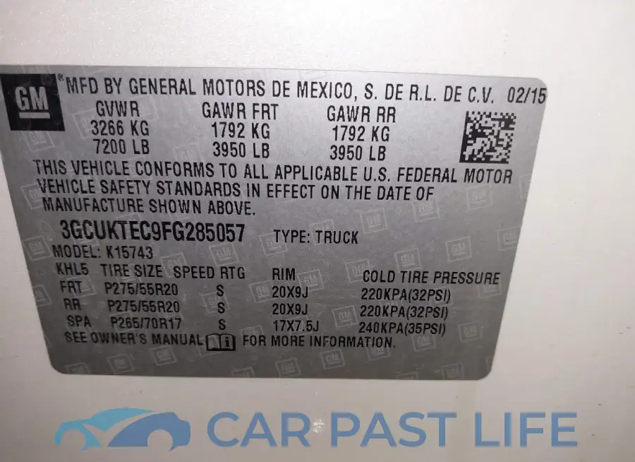 3GCUKTEC9FG285057# 9