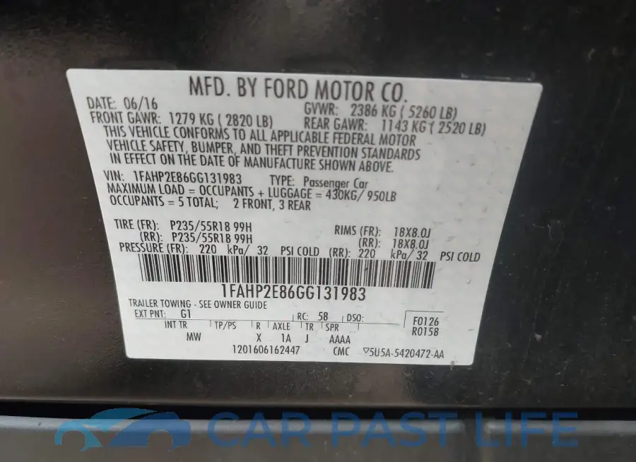 1FAHP2E86GG131983# 9