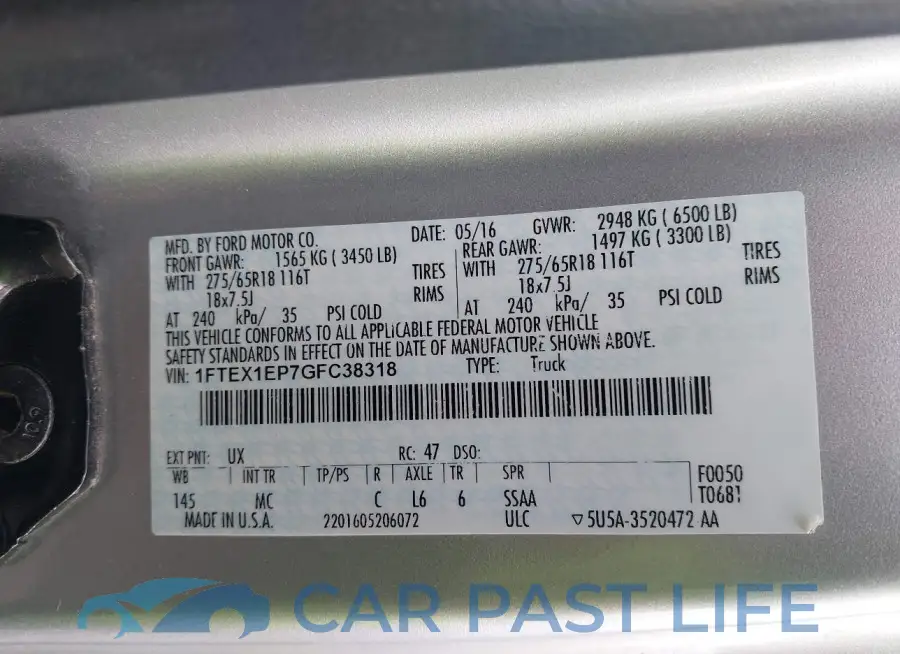 1FTEX1EP7GFC38318# 9